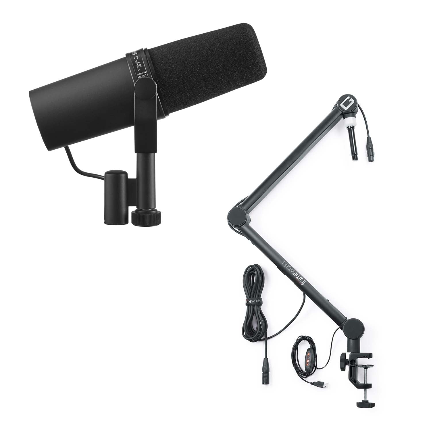 Shure MV7 Basic Bundle Podcast Microphone and Desktop Mic Stand