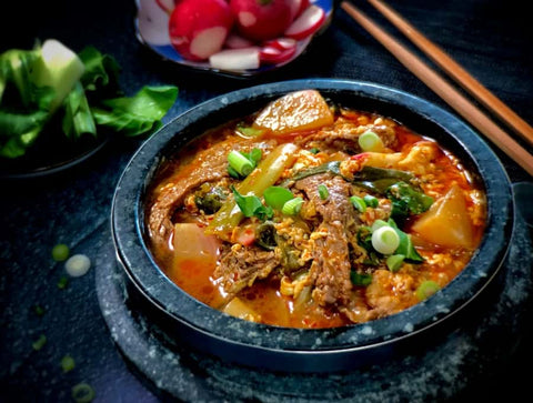 canh kim chi thịt bò