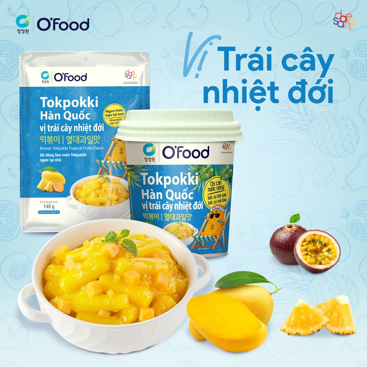 Topokki Hàn Quốc vị trái cây nhiệt đới O'Food 140g