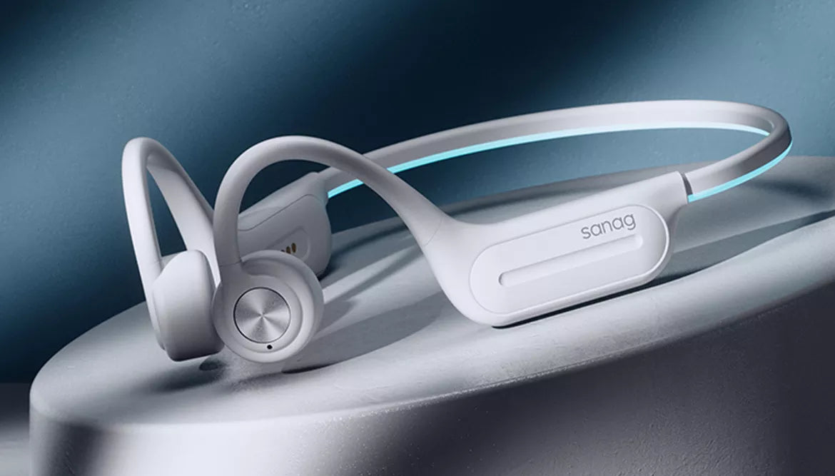 white sanag b91s pro runpower bone conduction headphones