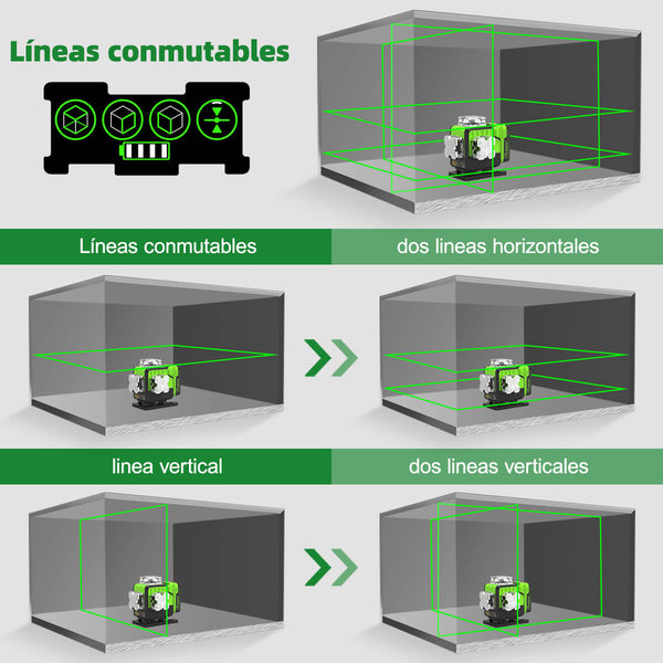 Huepar Nivel Láser Verde Batería Ion-li L011g -30 Metros