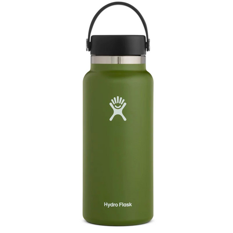 image of wide mouth 32 oz hydro flask water bottle in green