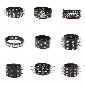 Punk Rivet Nightclub Trend Bracelet Skull Bracelets Bangle Stainless steel Gothic Multi-level Fashion Jewelry - Erffen