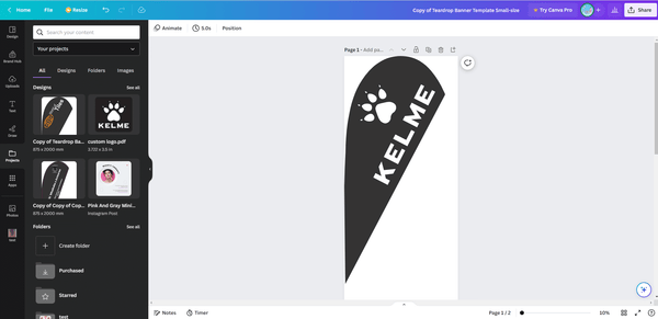 how to adjust logo in teardrop flag design