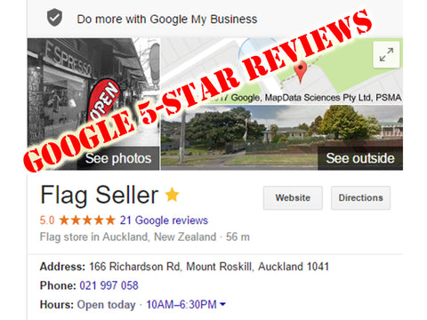 flagseller google review 5 stars best quality flags in NZ