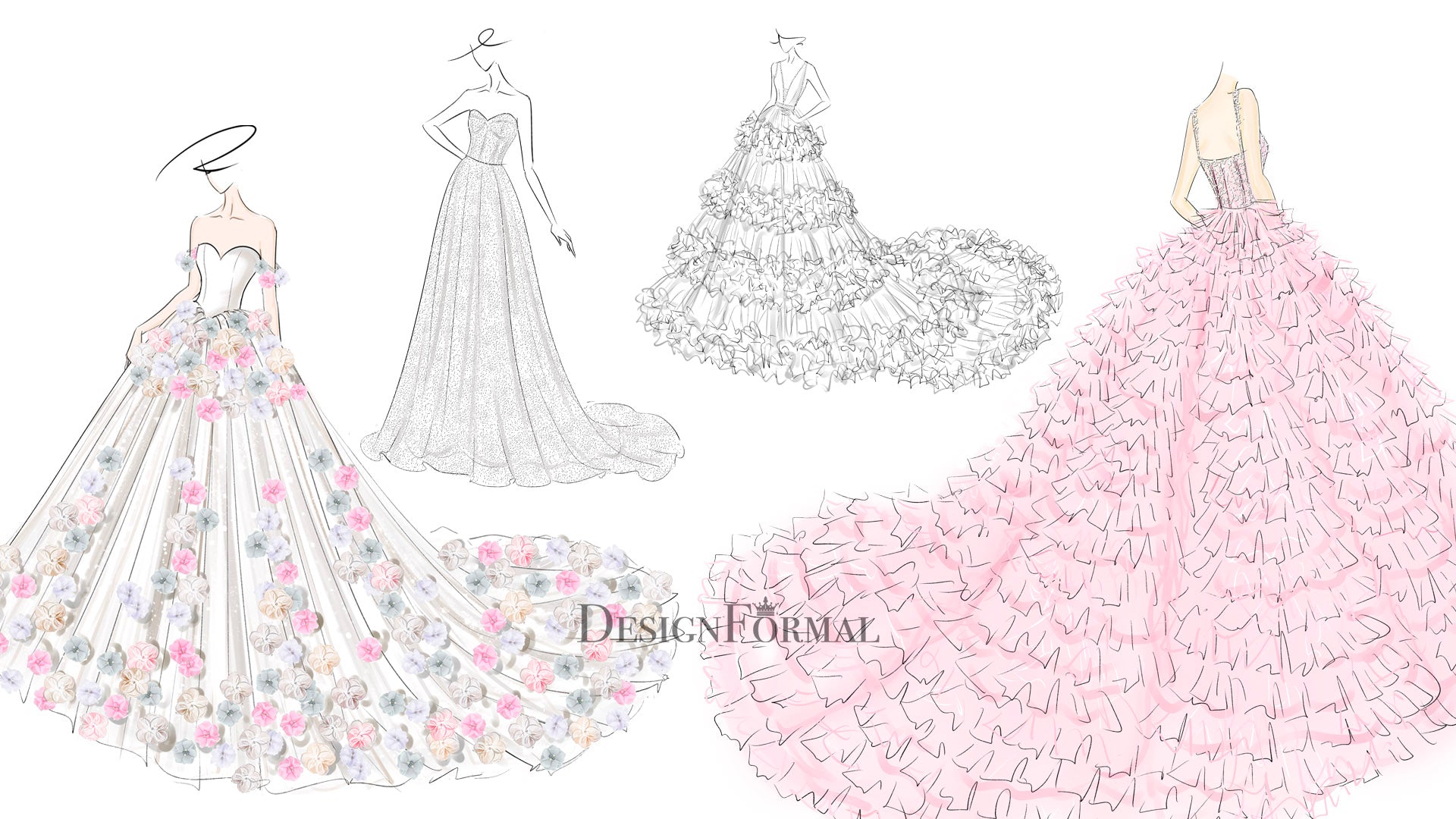 custom made wedding dress sketches - DesignFormal