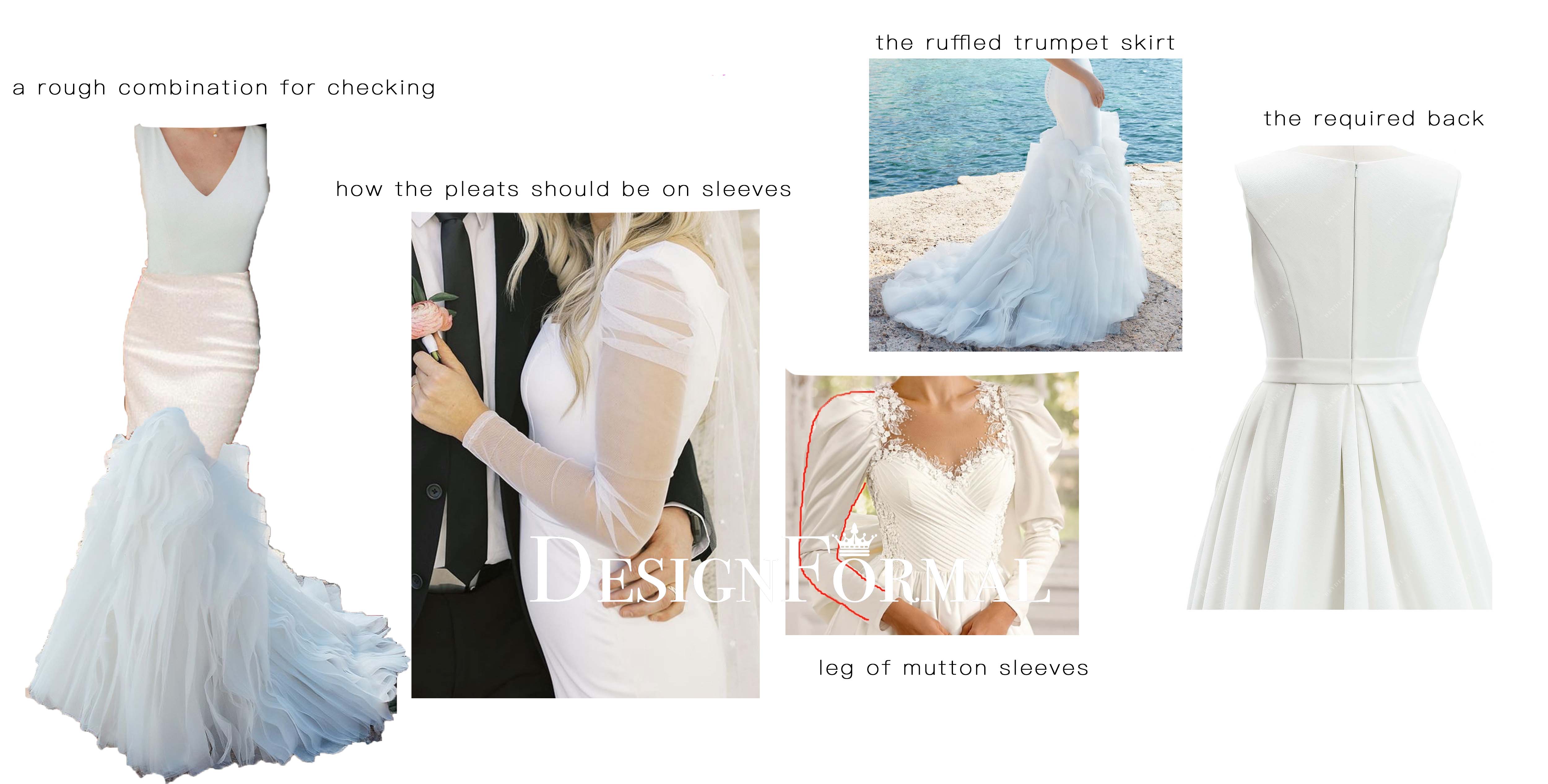 custom trumpet ruffled wedding dress design consulting
