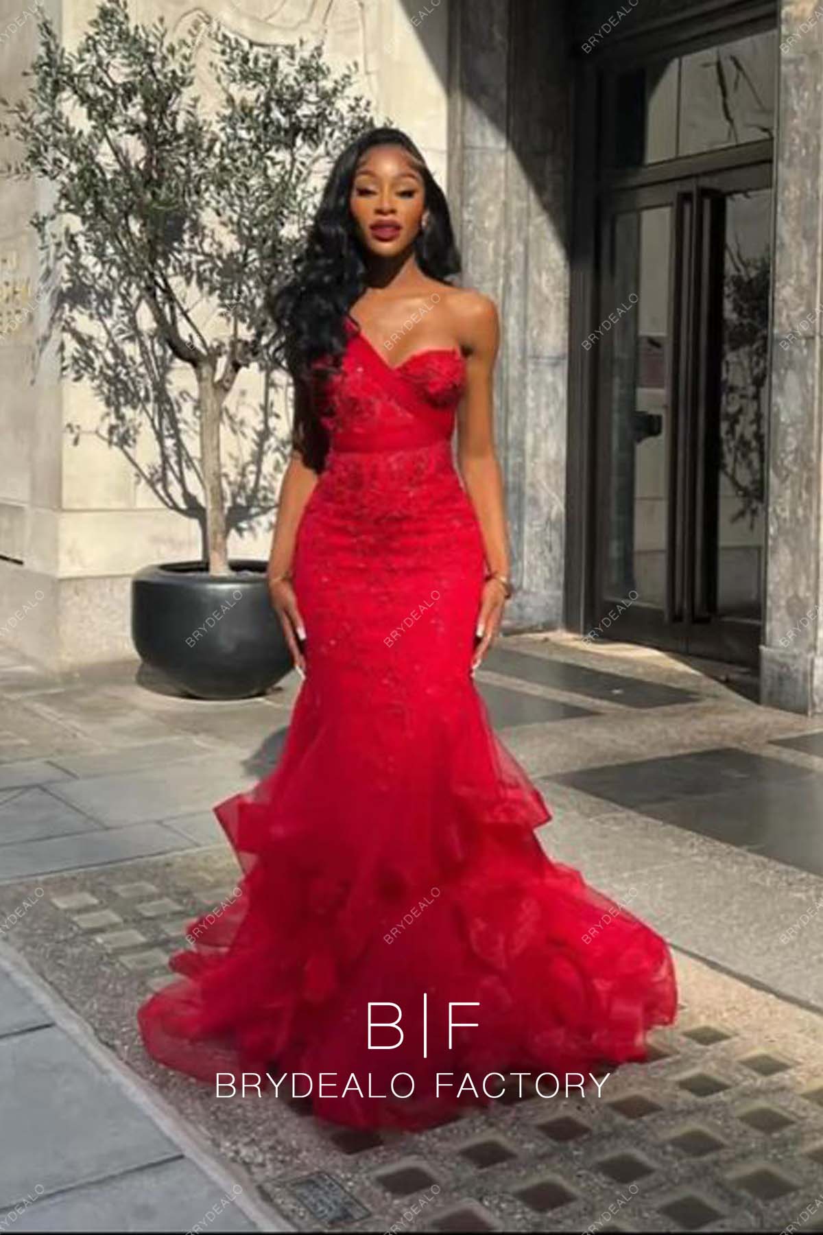 Red Sequined Tulle Puff Sleeve Corset Short Prom Dress