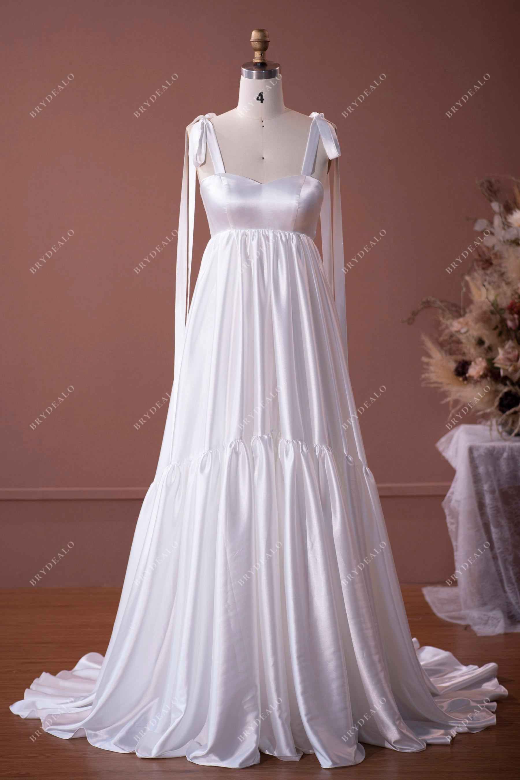 Barbara Palvin Satin Sleeveless Ankle Length Wedding Reception Dress