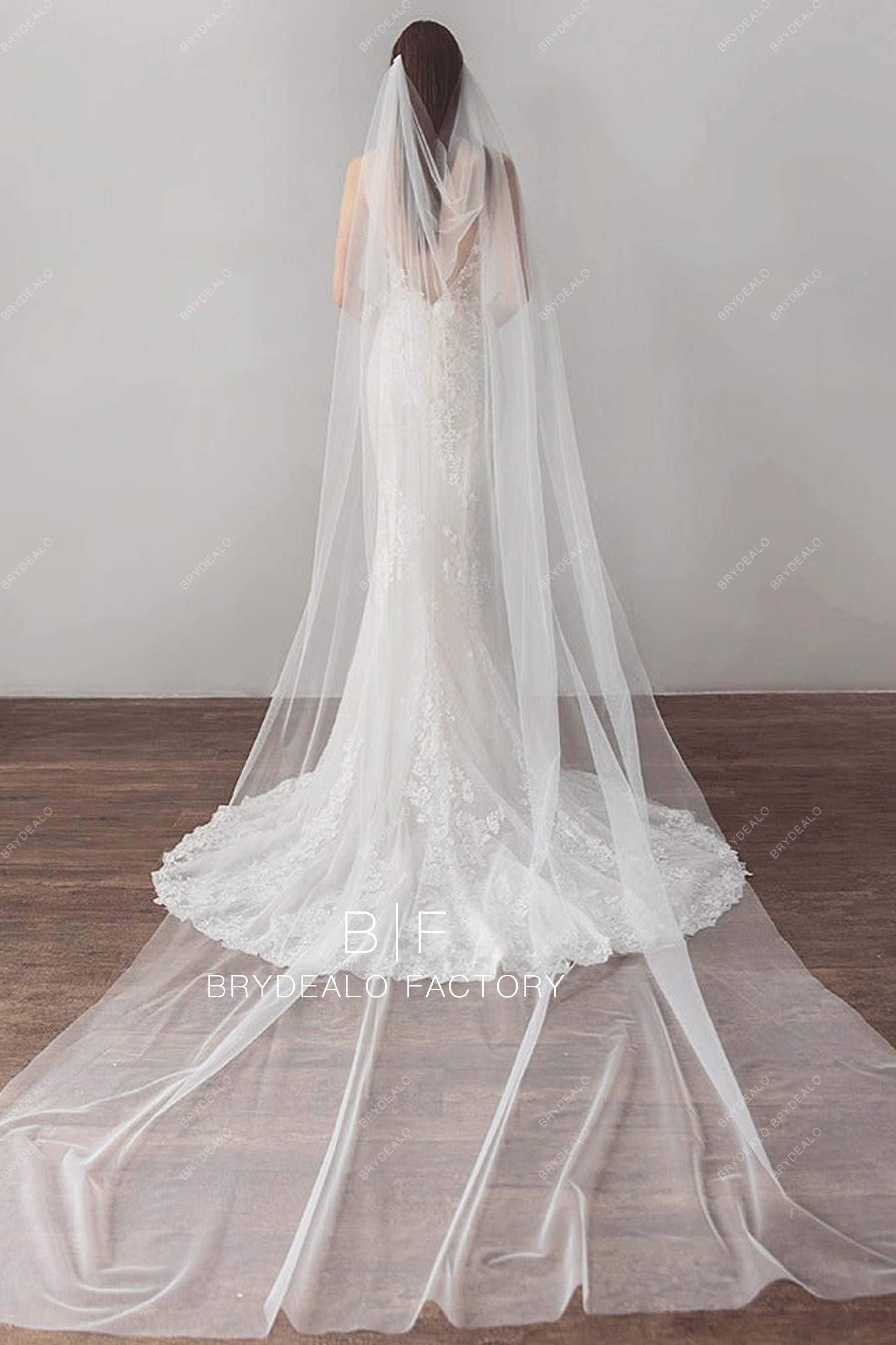 Brydealo Factory Two-Tier Cathedral Length Ruffled Bridal Veil