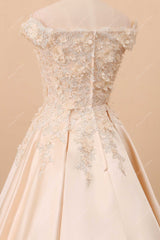 floral 3D lace off-shoulder wedding dress