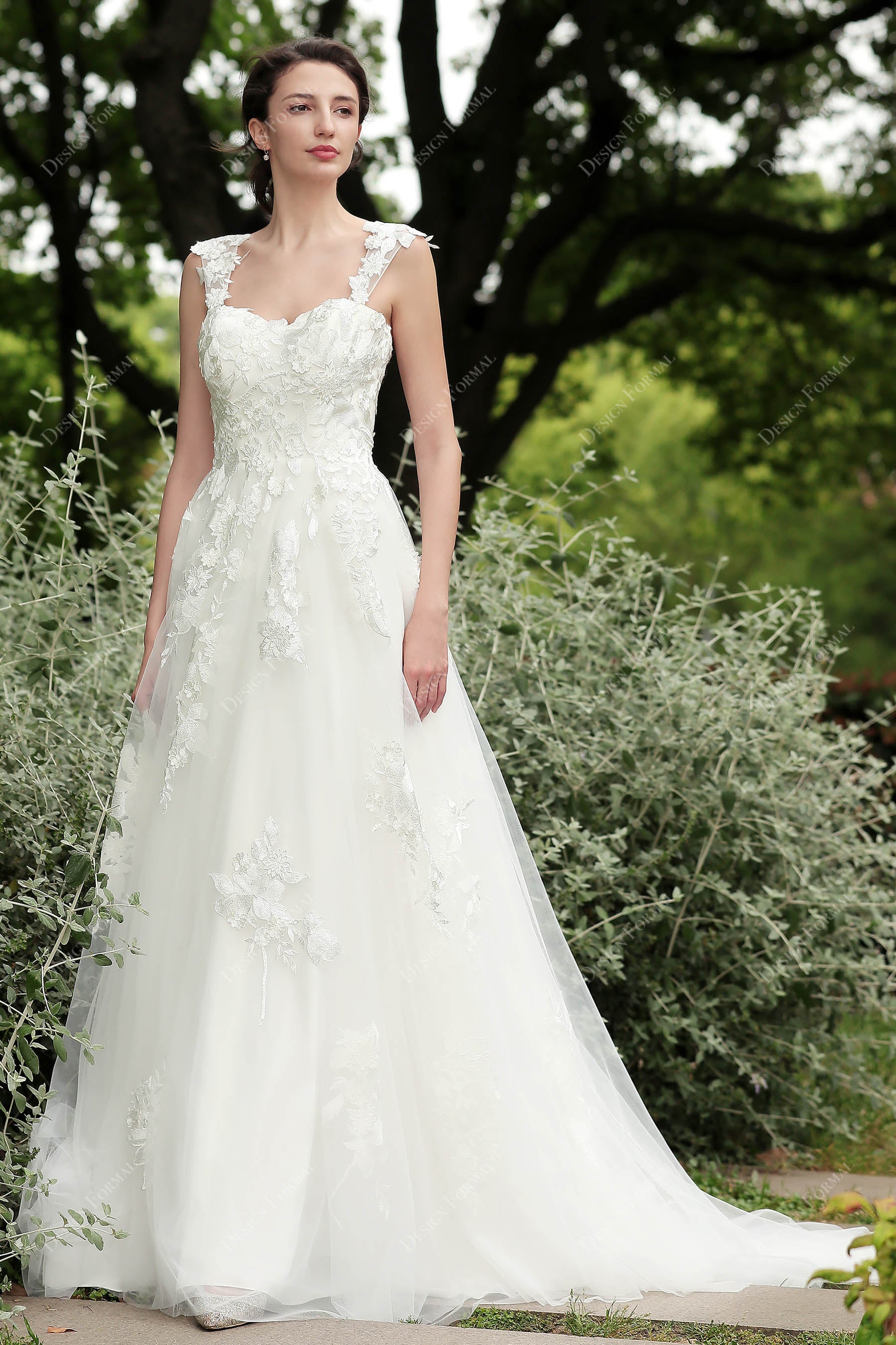Butterfly Lace Strap Corset Sage Custom Slit Long Bridal Prom Evening Dress
