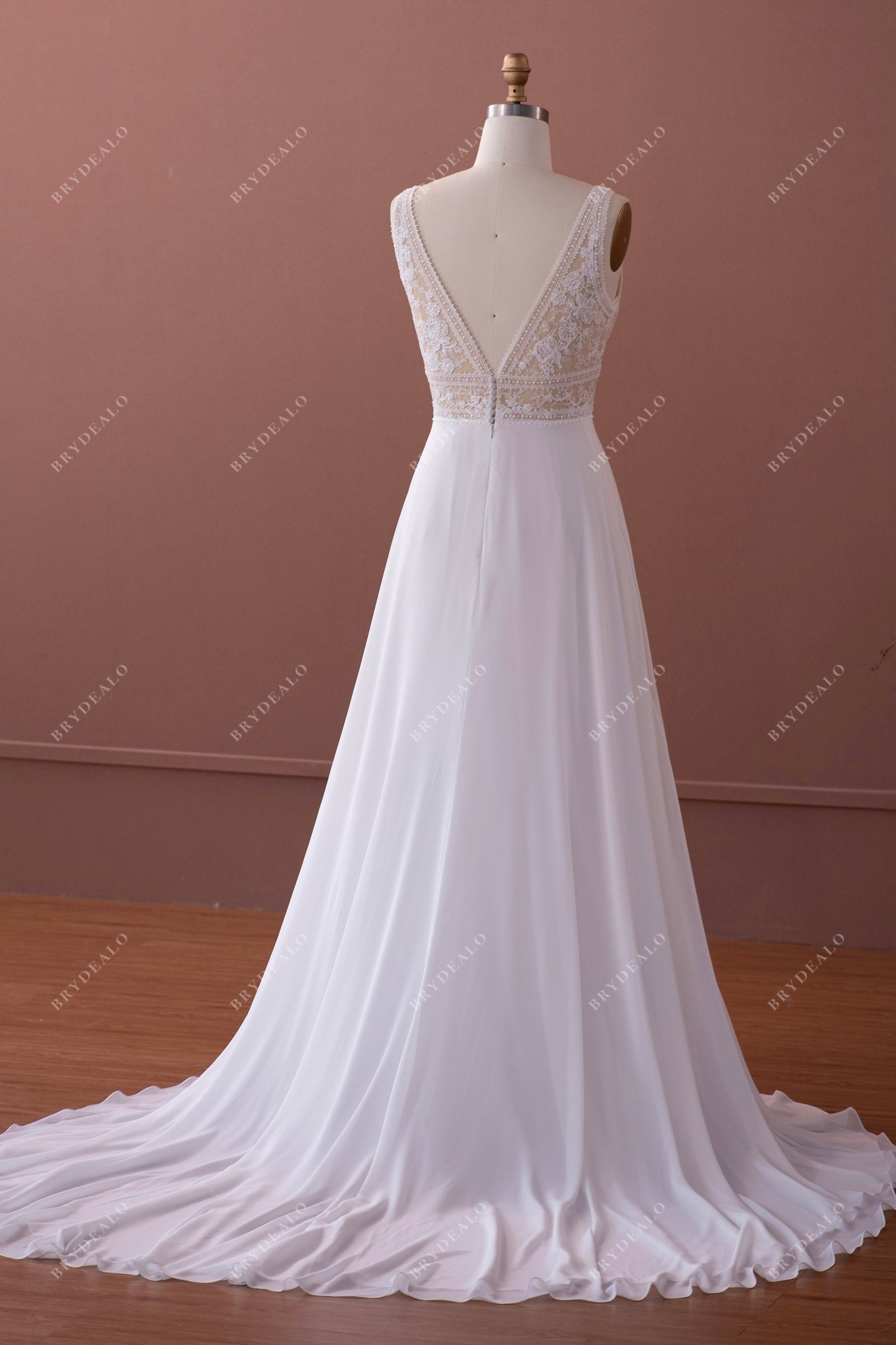 Lace Illusion Neck Long Sleeves Customized Wedding Dress