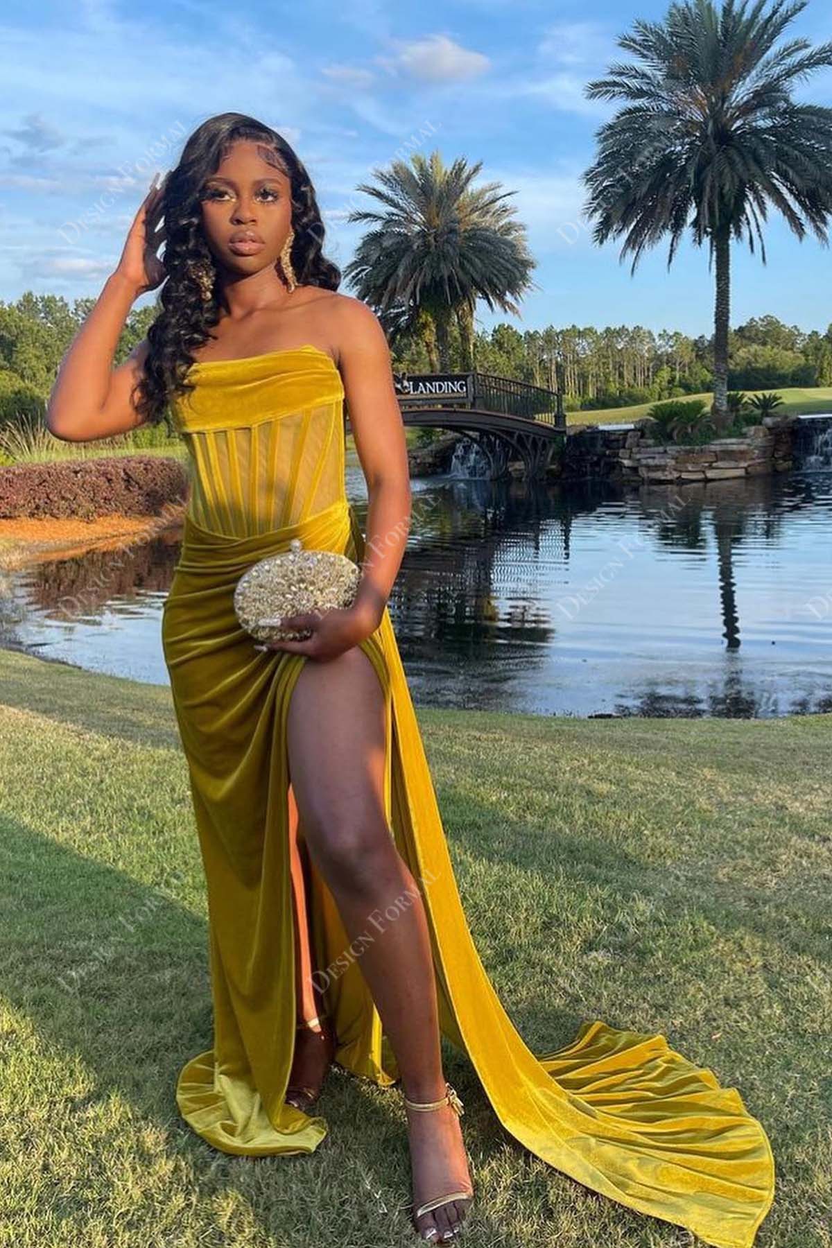 Yellow Strapless Dress