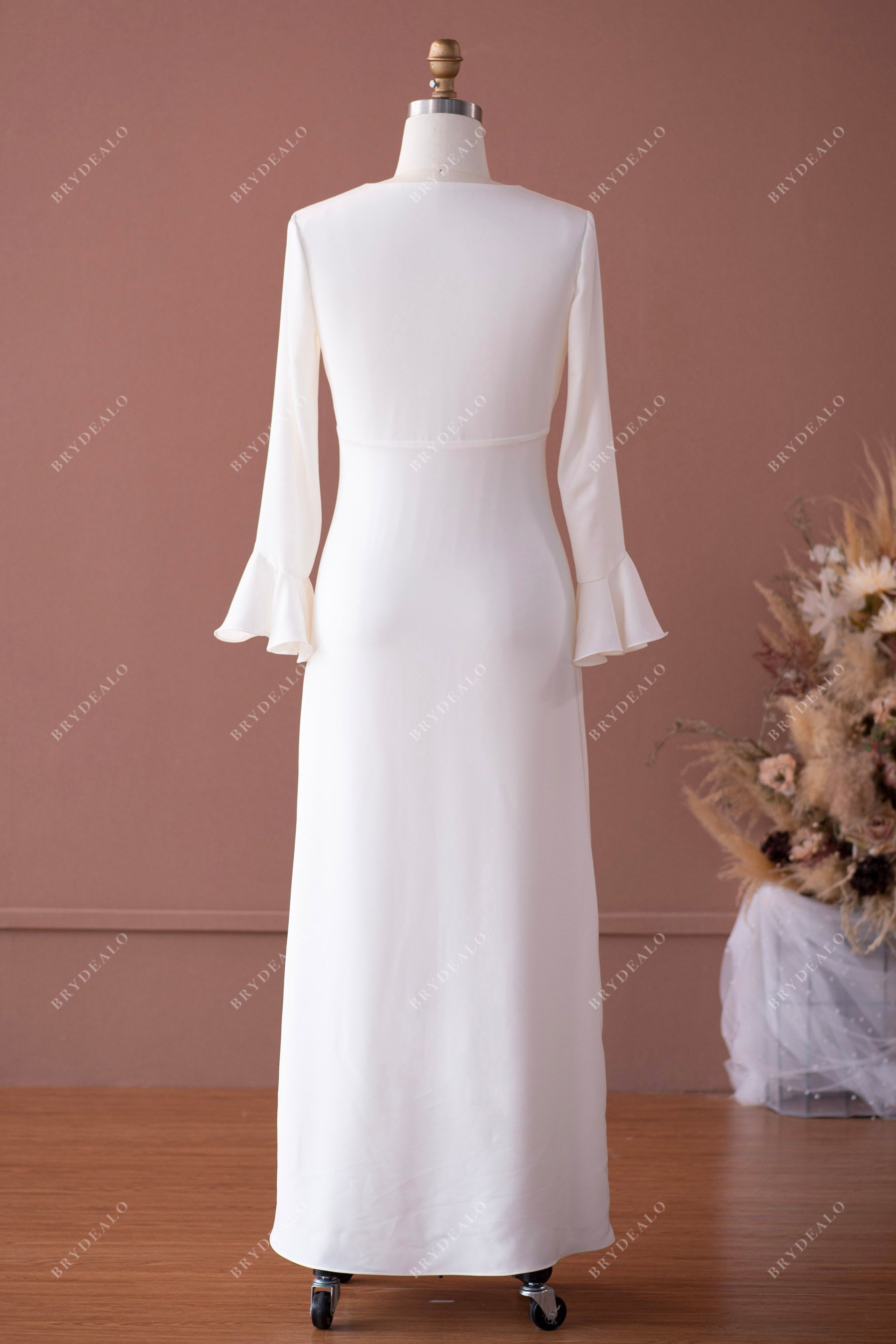 Barbara Palvin Satin Sleeveless Ankle Length Wedding Reception Dress