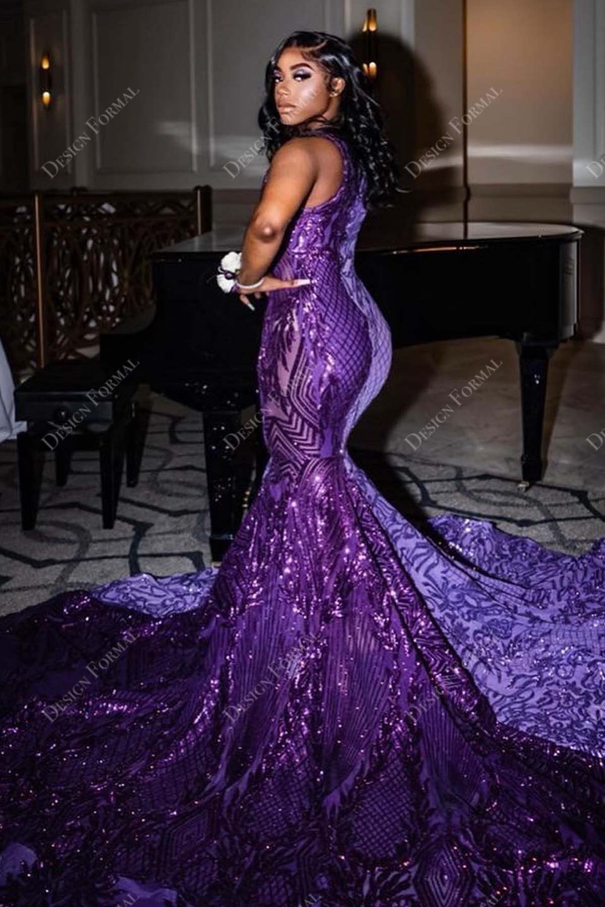 Sexy purple prom on sale dress