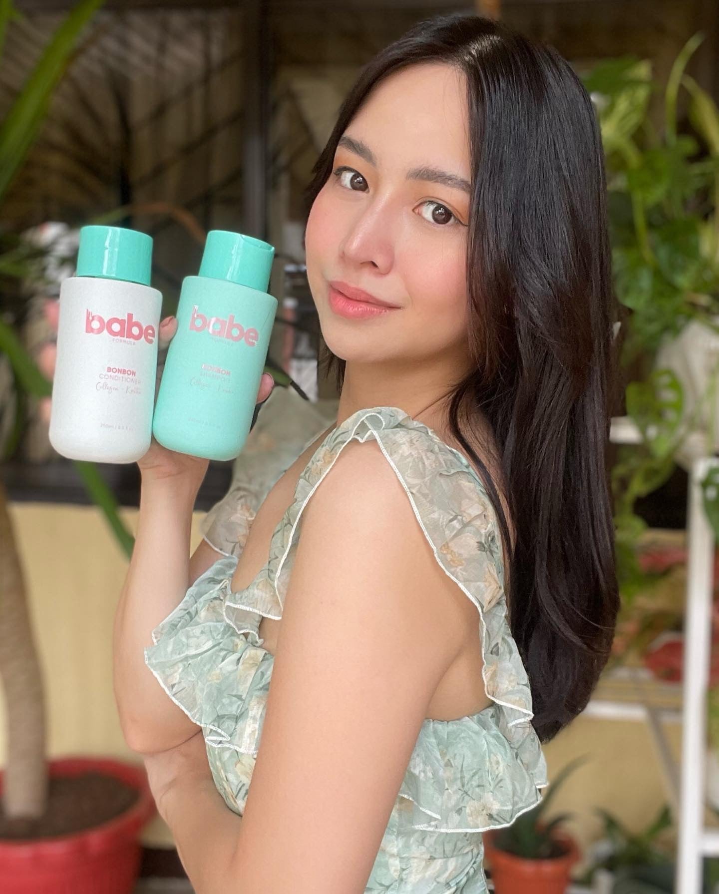 actual bonbon shampoo conditioner with model