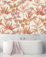Terra Leaves design bathroom wallpaper by Creative Lab Amsterdam