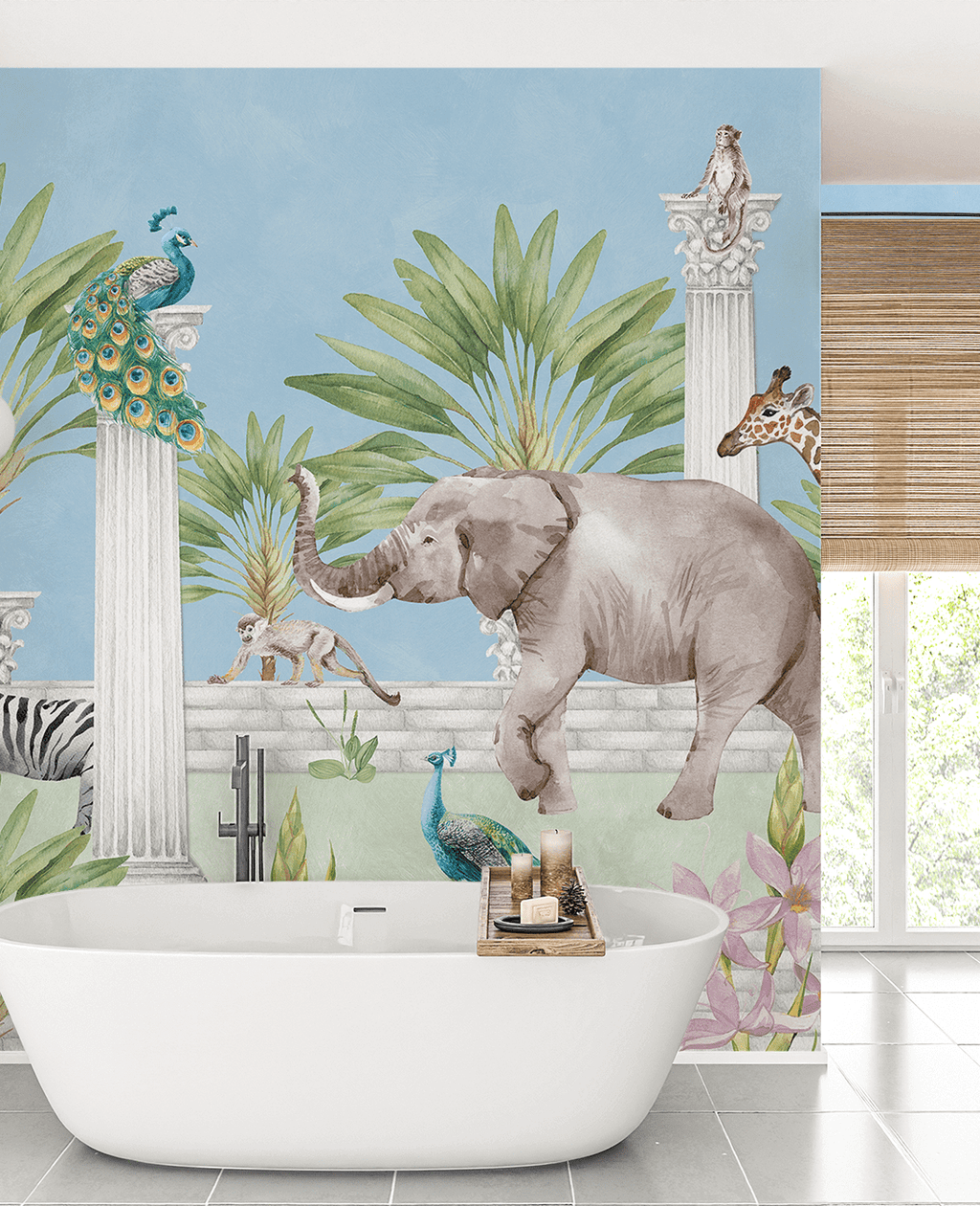 Creative Lab Amsterdam badkamer behang The Greek Animal Adventure bathroom wallpaper