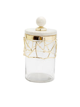 Load image into Gallery viewer, 10H Luxury Kitchen Glass Canister With Gold Mesh Design and Marble Lid - KYA Home Decor.
