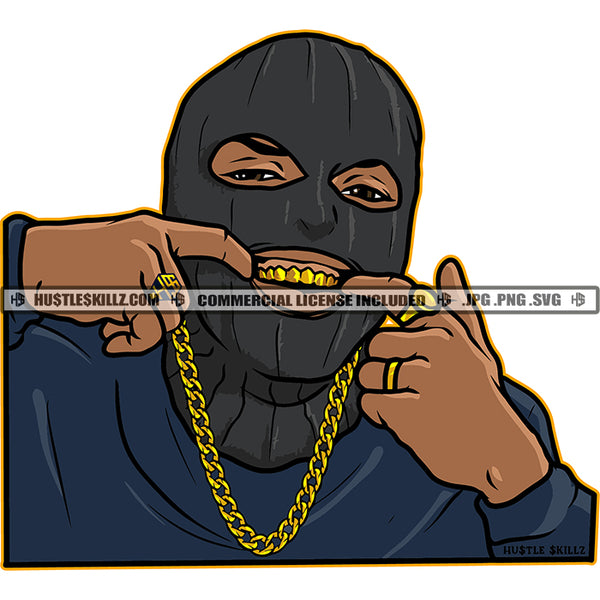 Gangster Man Ski Mask Ghetto Gold Teeth Burglar Logo Hustle Skillz SVG ...