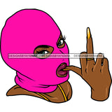 Gangster Pretty Woman Pink Ski Mask Middle Finger Gangsta Dope Hustlin ...
