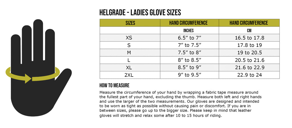 Women's Gloves Size Chart