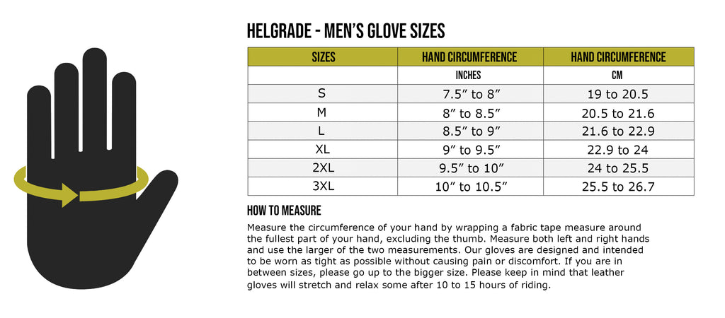 Men's Gloves Size Chart