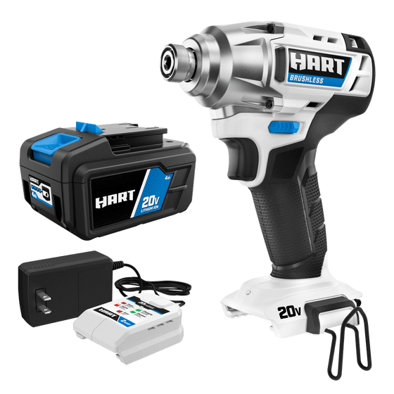 20V Brushless Impact Driver, Gen 2 with 4Ah Battery and Charger Starter Kit Bundle