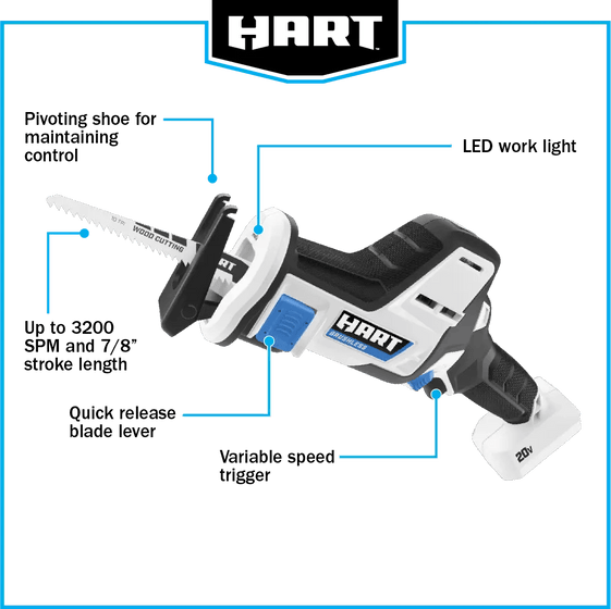 20V Brushless One-Handed Reciprocating Saw (Battery & Charger Not Included)