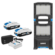 20V Hybrid LED Panel Light, 2,000 Lumens with 2-Pack 2Ah Battery and Charger Starter Kit Bundle