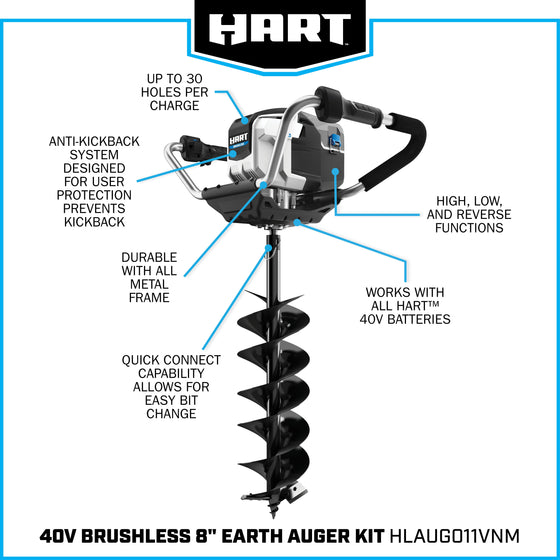 40V 8" Brushless Battery Powered Auger Kit