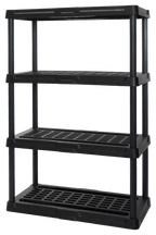 Heavy Duty 4-tier, 600lb Capacity Plastic Ventilated Shelf