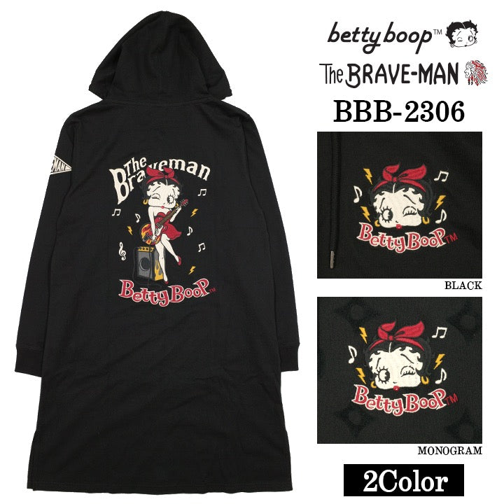 THE BRAVEMAN×BETTY BOOP ベティーブープ 天竺 フルZIP ロングパーカー