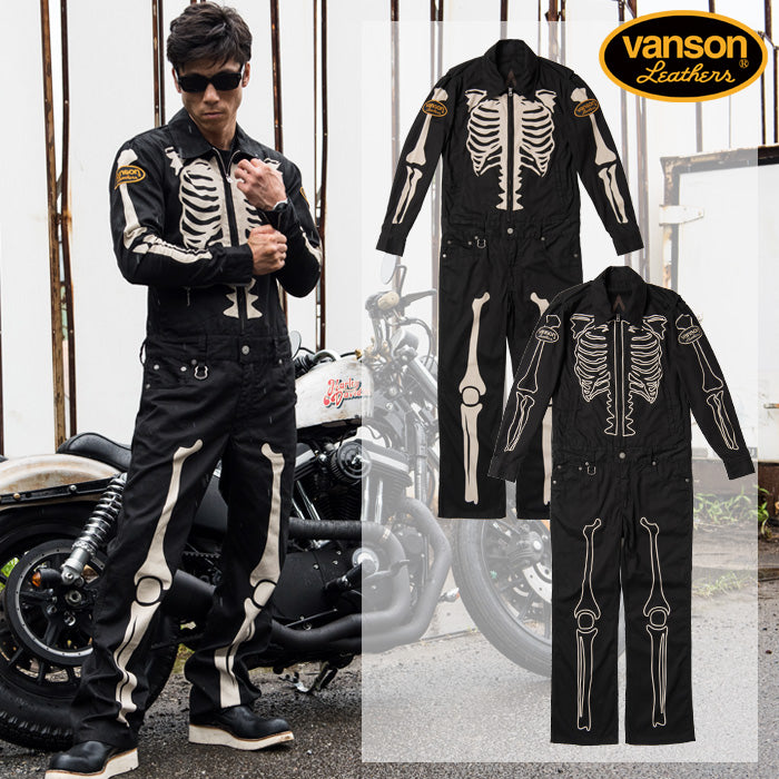 希少】VANSON バンソン ボーン オールインワン つなぎ XXL 黒ジミーs