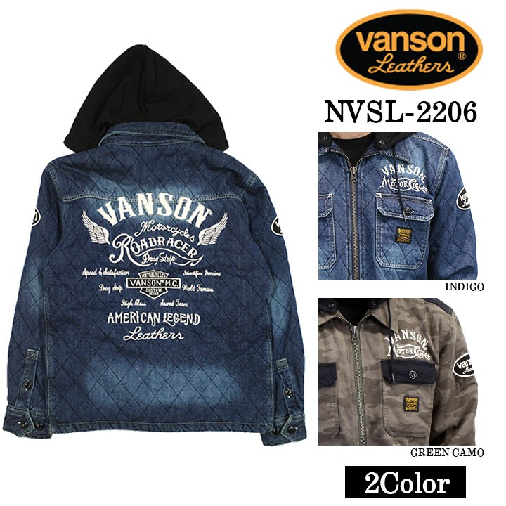 ZIPジャケット VANSON バンソン 長袖 フード付き 中綿 nvsl-2206