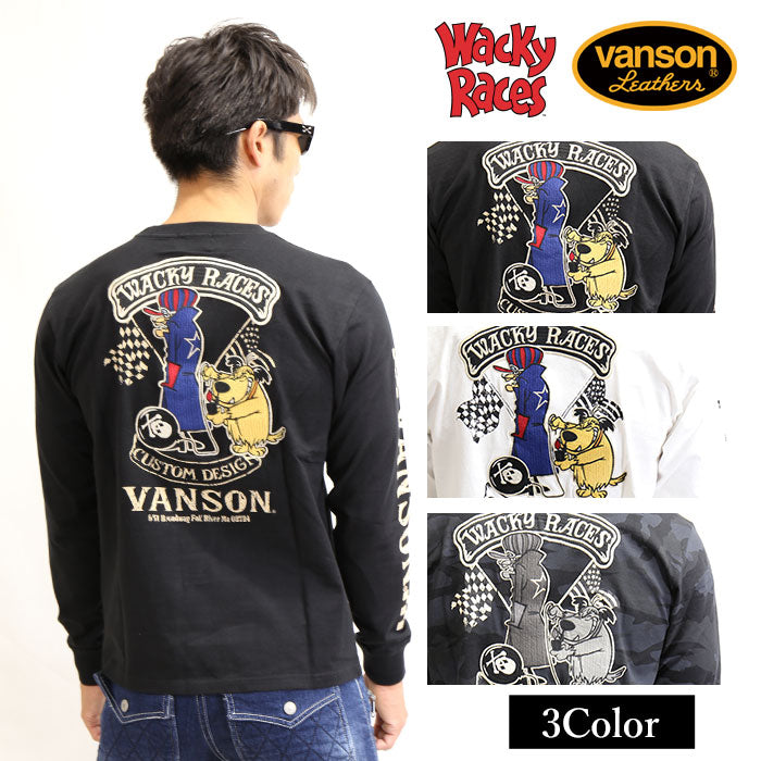 天竺長袖Tシャツ VANSON×WACKY RACES＆ブラック魔王 wrv-2015