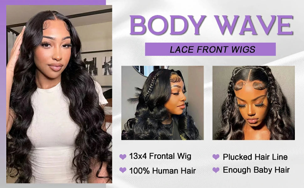 Brennas Hair Body Wave Lace Front Human Hair Wigs Pre Plucked with Baby Hair