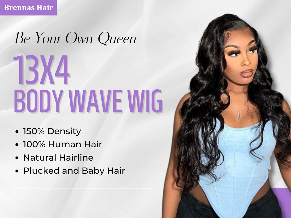 Body Wave 13X4 HD Lace Front Wigs Human Hair Pre Plucked Unprocessed Brazilian Virgin Human Hair With Baby Hair Bleached Knots - Brennas Hair 