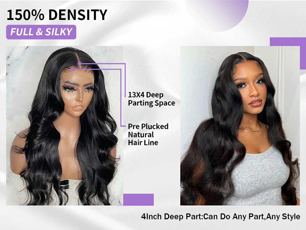 Body Wave 13X4 HD Lace Front Wigs Human Hair Pre Plucked Unprocessed Brazilian Virgin Human Hair With Baby Hair Bleached Knots - Brennas Hair