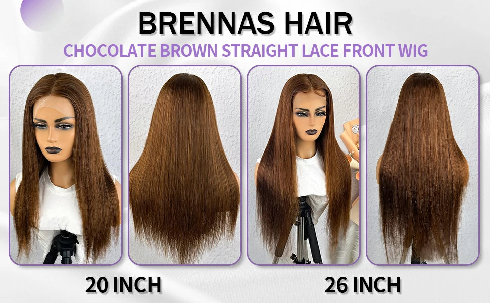 Brennas Hair Long Straight Chestnut Brown Lace Front Wig