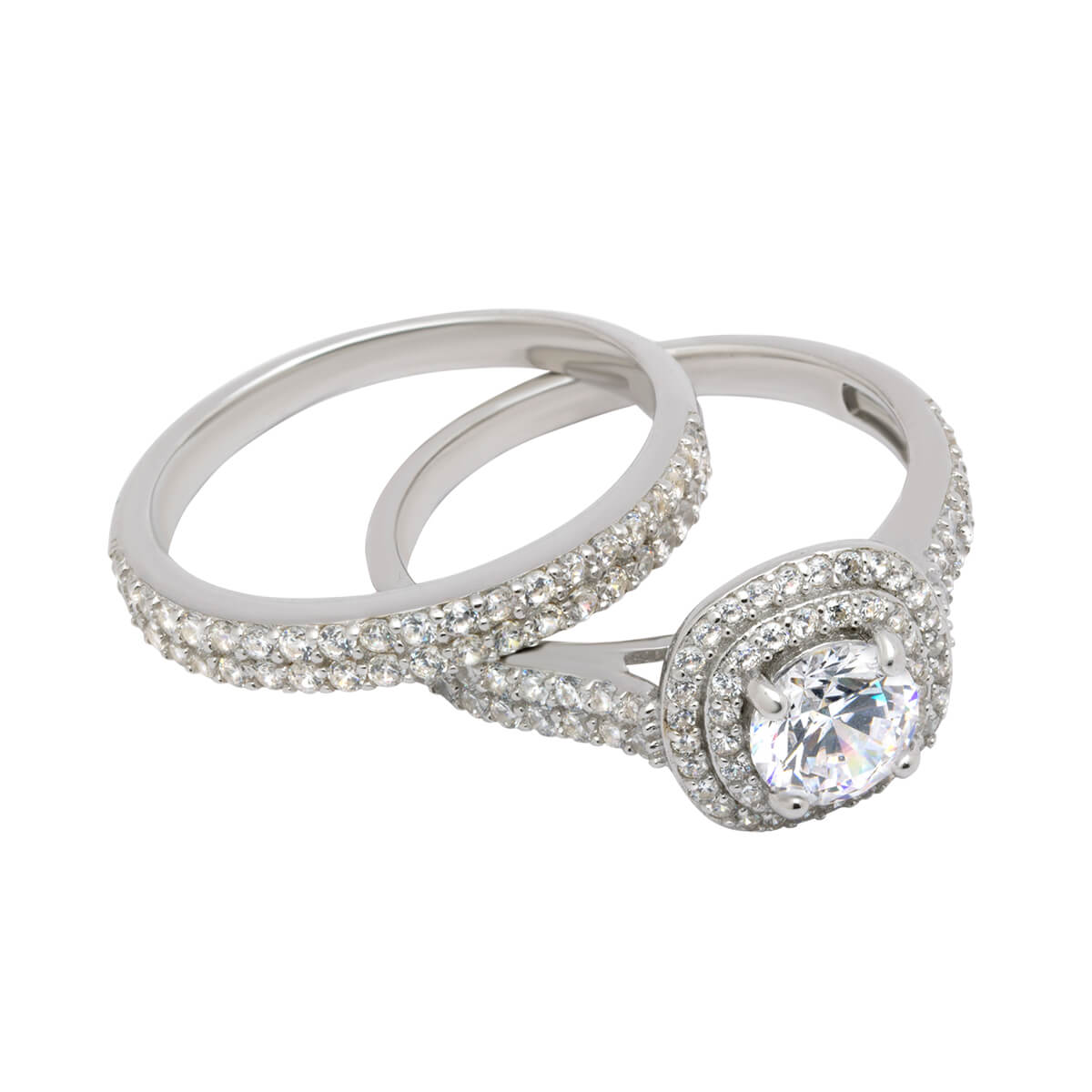 Couple Silver Diamond Rings