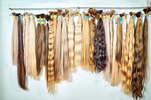 asortment of hair extensions hanging in marbella