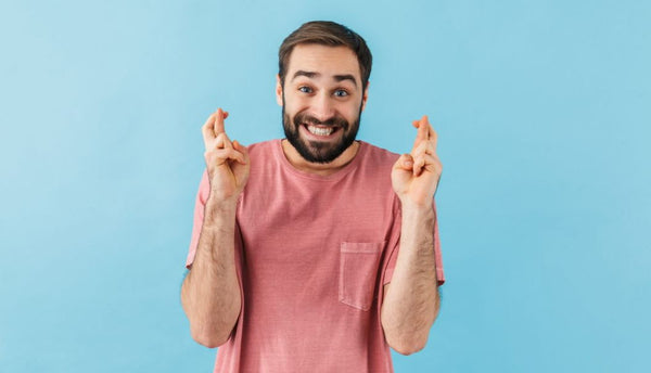 man excited before hair system installation