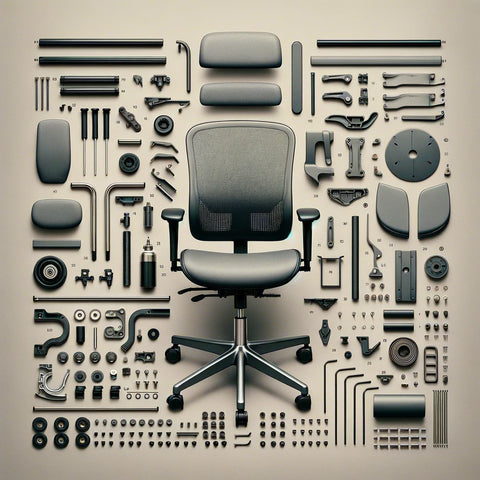 Ergonomic office chair unassembled parts