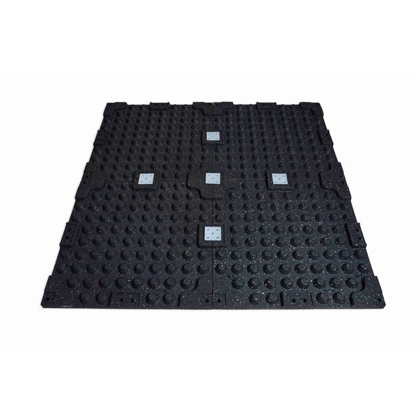 Underneath of INSTA 30mm Interlocking tiles showing connecting plates