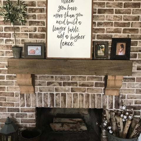 Choose reclaimed wood for a fireplace mantel