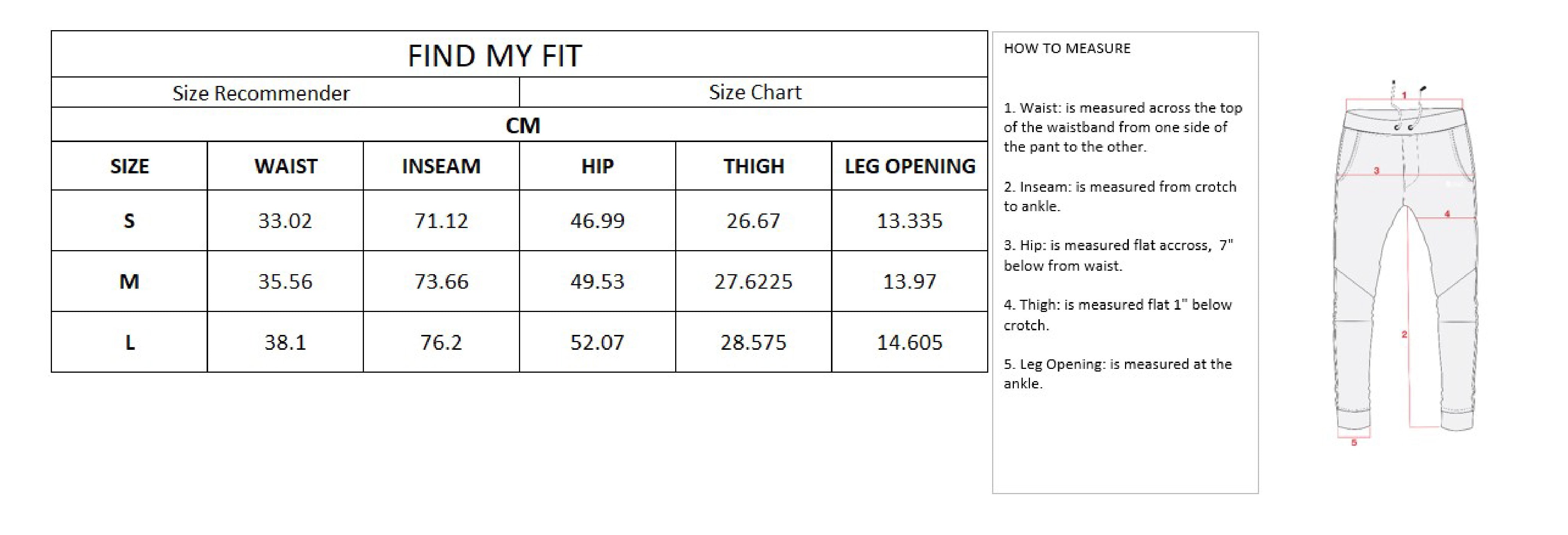 Men's Core Sweatpants Size Chart – Because Life Is Not Guaranteed