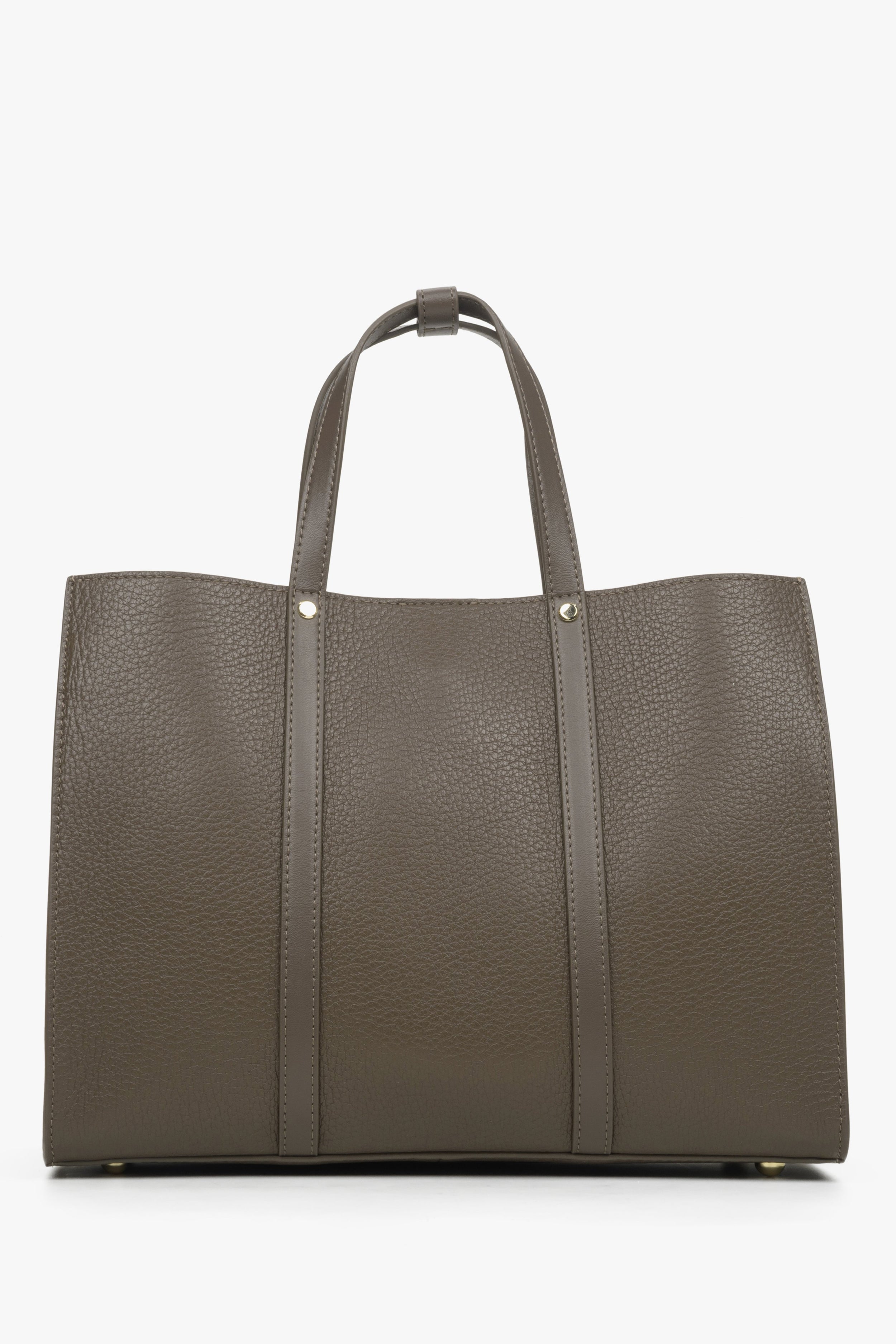 Estro: Pojemna brązowa torba damska typu shopper ze skóry naturalnej