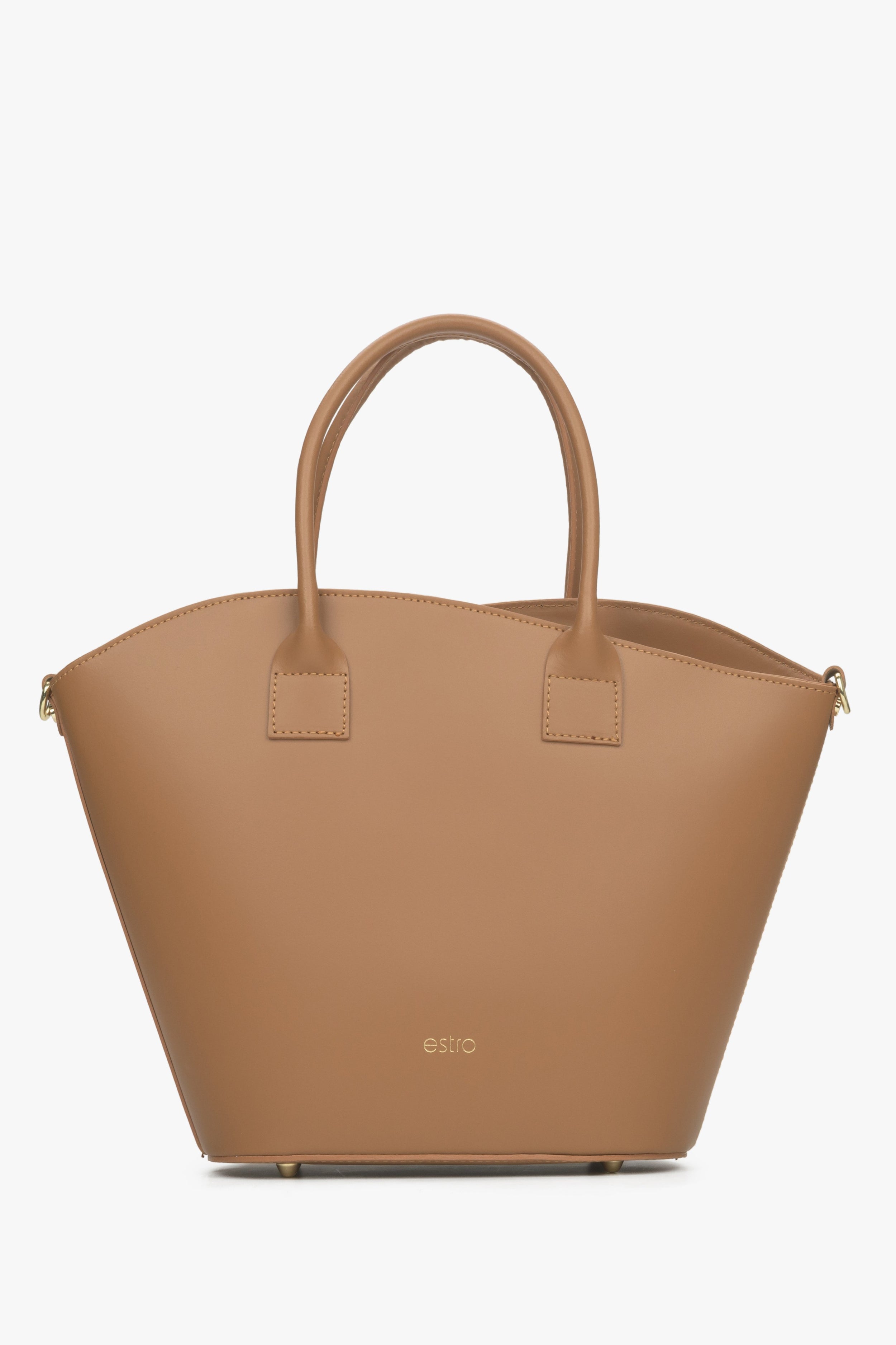 Estro: Brązowa torebka damska typu shopper z włoskiej skóry naturalnej Premium
